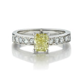 0.80 Carat Fancy Yellow Radiant Cut Diamond WG Ring