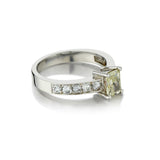 0.80 Carat Fancy Yellow Radiant Cut Diamond WG Ring