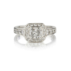 1.01 Carat GIA Radiant Cut Diamond Halo-Set Platinum Engagement Ring