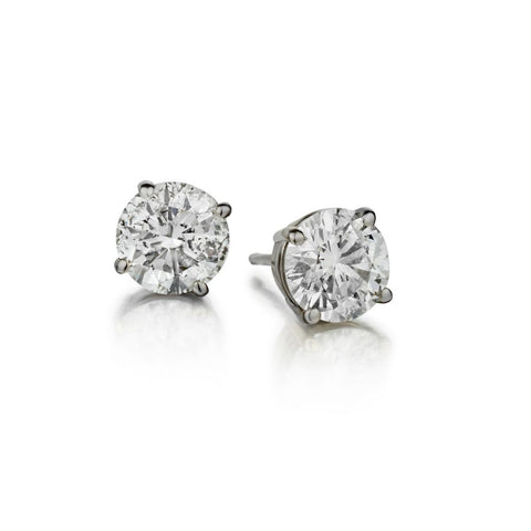 1.85 Carat Total Round Brilliant Cut Diamond Studs