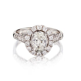 1.01 Carat Natural Oval-Cut Diamond Halo-Set 18kt WG Ring