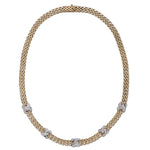 14KT Yellow And White Gold Diamond Panther-Link Choker