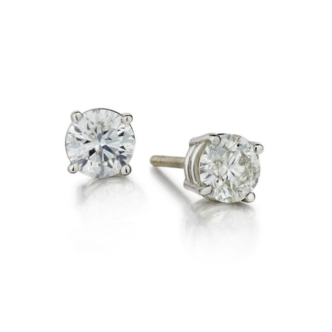 1.85 Carat Total Round Brilliant Cut Diamond Studs