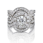 1.00 Carat Round Brilliant Cut Diamond Halo-Set Open Sides Ring