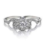 1.00 Carat Round Brilliant Cut Diamond Halo-Set Open Sides Ring