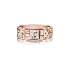 0.50 Carat Emerald Cut Diamond 14KT Pink Gold Band