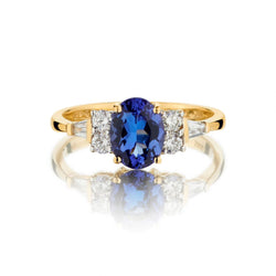 1.26 Carat Tanzanite And Diamond Yellow Gold Ring