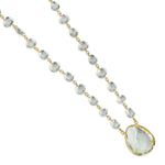 18KT Yellow Gold Aquamarine And Diamond Double Sided Necklace