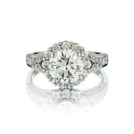 2.40 Carat Round Brilliant Cut Diamond Halo-Set White Gold Ring