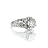 2.40 Carat Round Brilliant Cut Diamond Halo-Set White Gold Ring