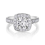 1.73 Carat Cushion Cut Diamond Halo-Set WG Ring