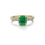 1.65 Carat Green Emerald and Diamond Ring