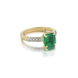 1.65 Carat Green Emerald and Diamond Ring