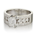 1.21 Carat Emerald Cut Diamond Wide 14KT White Gold Band Ring