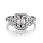 1.00 Carat Total Weight Baguette Cut And Brilliant Cut Diamond Halo WG Ring