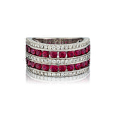 Ruby And Diamond 18KT White Gold Extra Wide Band