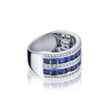 Ladies 18kt W/G Blue Sapphire and Diamond Band. 5 Rows