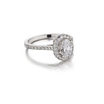 1.51 Carat Natural Oval-Cut Diamond Halo White Gold Ring