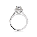 1.51 Carat Natural Oval-Cut Diamond Halo White Gold Ring