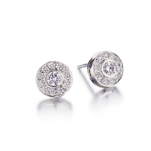 Tiffany & Co. Circlet Round Brilliant Cut Diamond Halo Platinum Studs