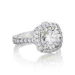 Jack Kelege 3.22 Carat Round Brilliant Cut Platinum Halo-Set Ring