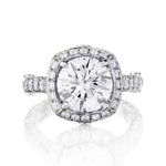 Jack Kelege 3.22 Carat Round Brilliant Cut Platinum Halo-Set Ring