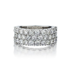 3.00 Carat Total Round Brilliant Cut Diamond Three-Row Band