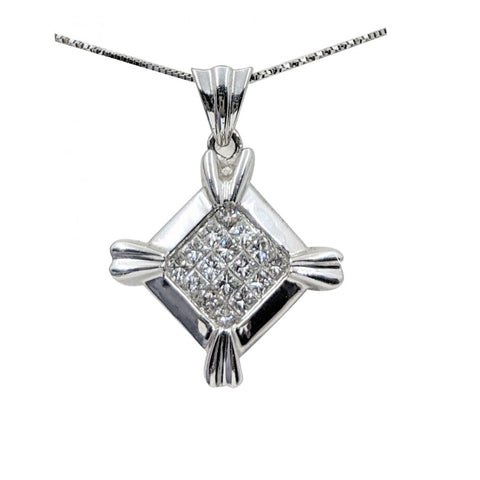 14kt White Gold Diamond Invisible Set Pendant