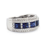 2.06 Total Carat Princess Cut Sapphire Band with Diamonds