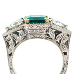 2.89 Carat Green Emerald & Diamond Ring