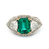 2.89 Carat Green Emerald & Diamond Ring