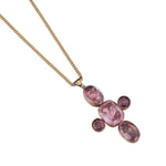 Victorian-Era 14KT Rose Gold Amethyst Cross Pendant Necklace