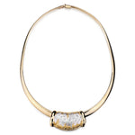 White Gold And Yellow Gold Brushed Finish Mixed Cut Diamond Necklace