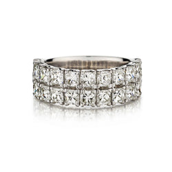 3.00 Carat Total Cushion-Cut Diamond Two-Row White Gold Band