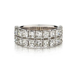 3.00 Carat Total Cushion-Cut Diamond Two-Row White Gold Band