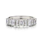 1.50 Carat Total Emerald Cut And Round Brilliant Cut Diamond WG Band