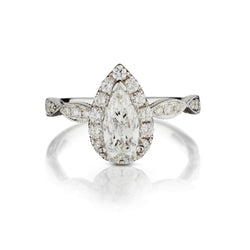 0.75 Carat Pear-Shaped Diamond Halo-Set WG Engagement Ring