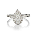 0.75 Carat Pear-Shaped Diamond Halo-Set WG Engagement Ring