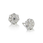 0.75 Ctw Round Brilliant Cut Diamond Cluster 18kt WG Earrings