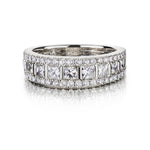 1.98 Carat Total Princess Cut And Round Brilliant Cut Diamond WG Band