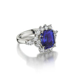 4.60 Carat Cushion-Shaped Tanzanite And Diamond Ring