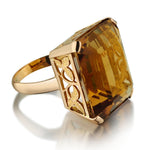 Retro 18KT Rose Gold Large Rectangular Topaz Cocktail Ring