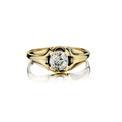 1.10 Carat Old-Mine Cut Diamond Yellow Gold Ring