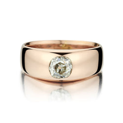 Mens  Vintage 18kt Rose Gold Diamond Ring .0.80 Carat Old-Mine Cut