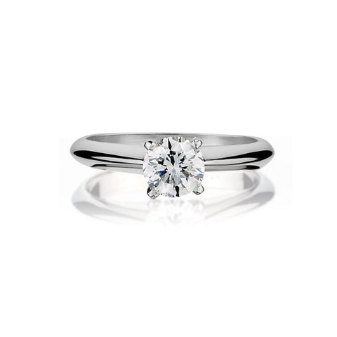 0.85 Carat Round Brilliant Cut Diamond Solitaire Knife-Edge Ring