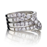 5.50 Carat Total Round Brilliant Cut Diamond 4-Row Crossover Ring