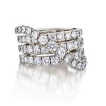 5.50 Carat Total Round Brilliant Cut Diamond 4-Row Crossover Ring