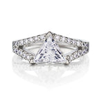 1.10 Carat Trillian Cut Diamond Split-Shank 18KT White Gold Ring