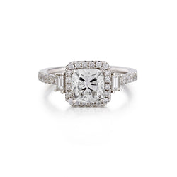 1.75 Carat Cushion-Cut Diamond Halo-Set Ring