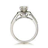 0.94 Carat Round Brilliant Cut Diamond Halo-Set Engagement Ring